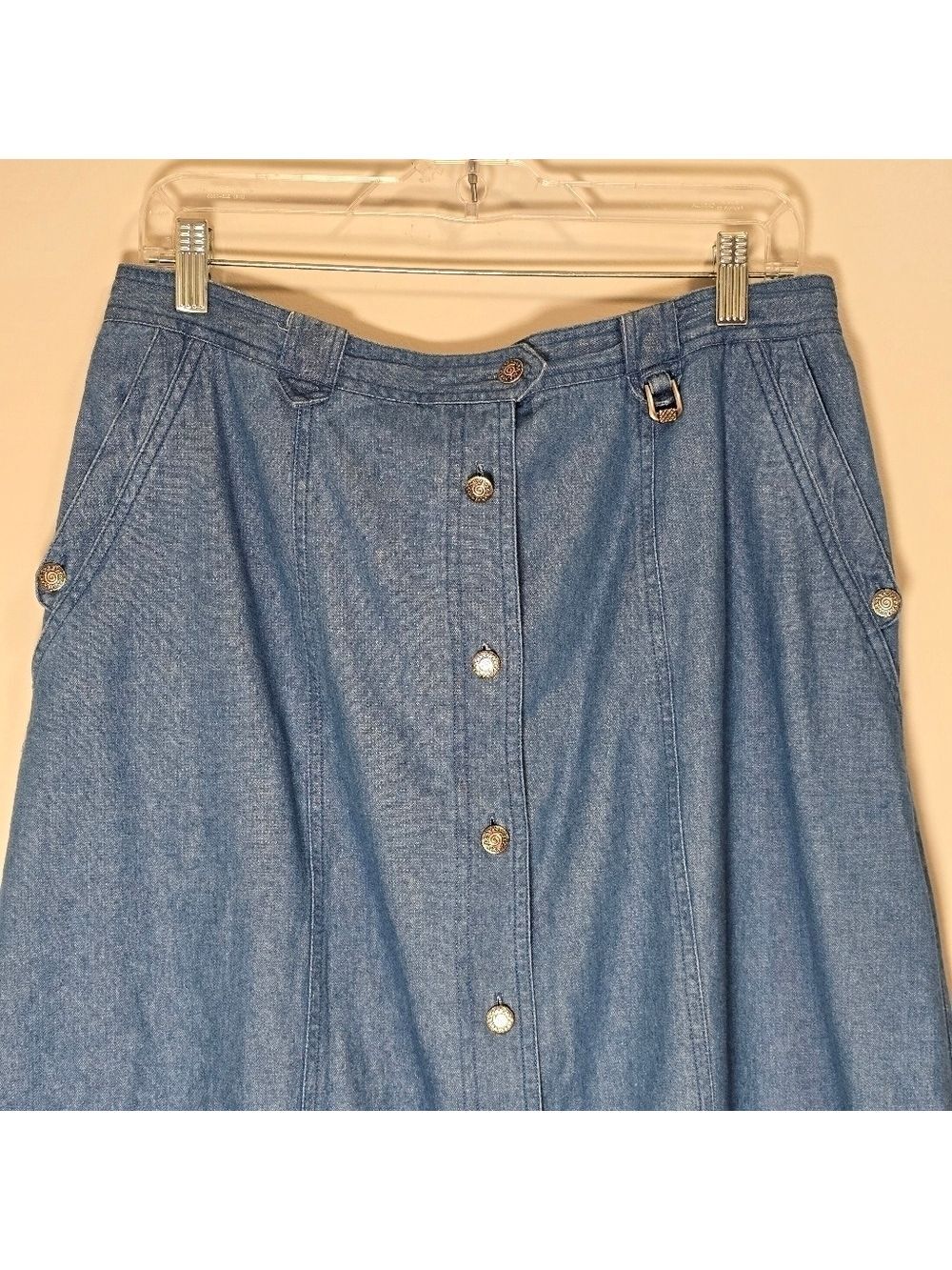 Vintage ellespost light denim maxi skirt color light blue size 14 - Picture 2 of 8